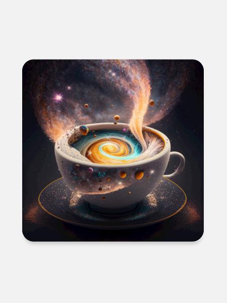 Cosmic Sips: A Celestial Journey - Square Magnet - white - Front