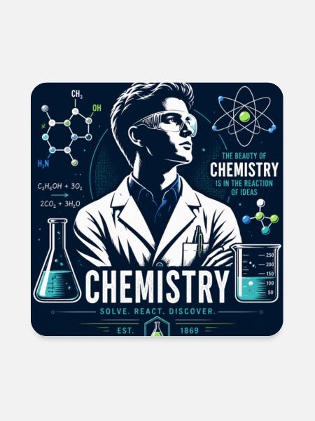 Chemistry Lab Genius - Square Magnet - white
