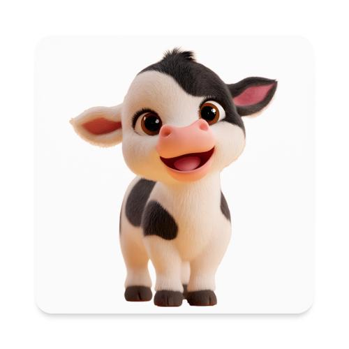 Joyful Cartoon Baby Cow Standing - Square Magnet