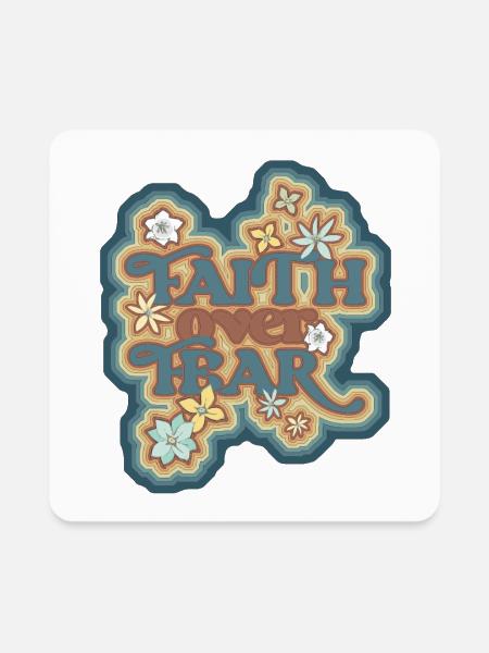 Faith over fear - Square Magnet - white - Front