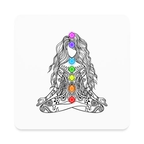 Mediation Girl & Chakras - Square Magnet