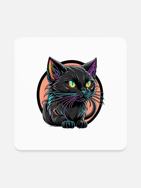 Spooky Cat - Square Magnet - white - Front