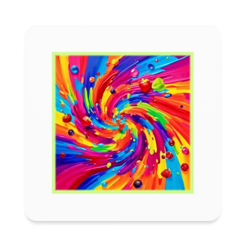 Colorful Fruit Vortex - Square Magnet