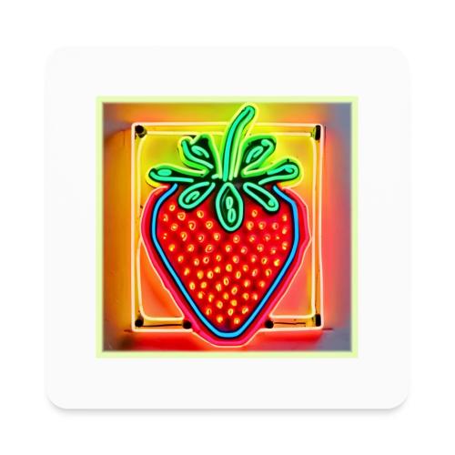 Colorful Strawberry Neon Glow - Square Magnet