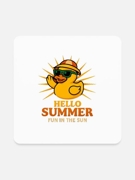 Summer Rubber Ducky - Square Magnet - white - Front