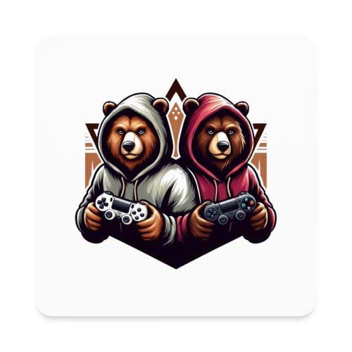 2 grizzlies gamer bears - Square Magnet