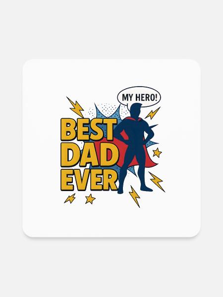 Best Dad ever superhero style - Square Magnet - white - Front