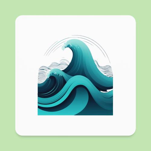 Dynamic Ocean Wave Illustration - Square Magnet