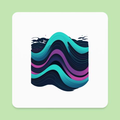 Abstract Wavy Ocean Pattern - Square Magnet