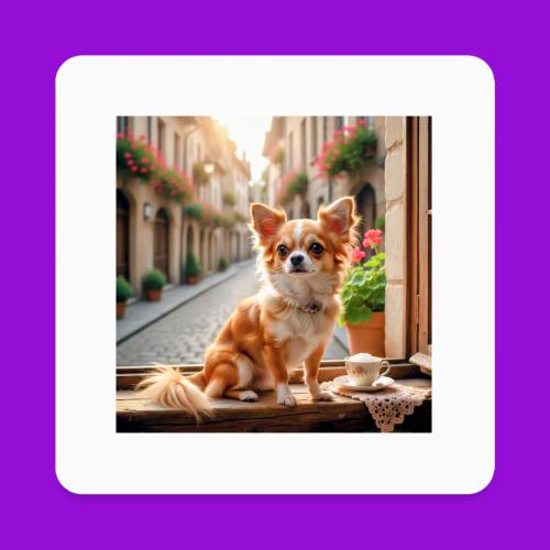 Morning coffee Chihuahua - Square Magnet