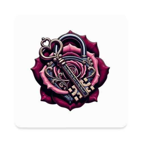 You Hold the Key to My Heart Rose Lock T-Shirt - Square Magnet