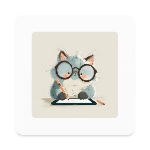 Creative Cat Digital Artist Illustration - Square Magnet