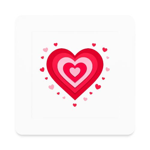 Layered Red & Pink Heart – Cute Valentine Love - Square Magnet