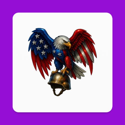 American Flag Bald Eagle - Helmet - Square Magnet