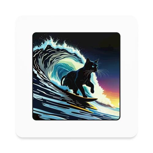 Black Cat Dawn Patrol - Square Magnet