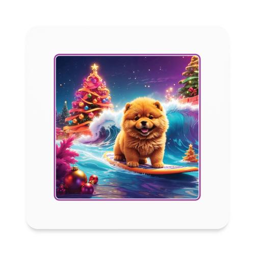 Chow Christmas Surf - Square Magnet