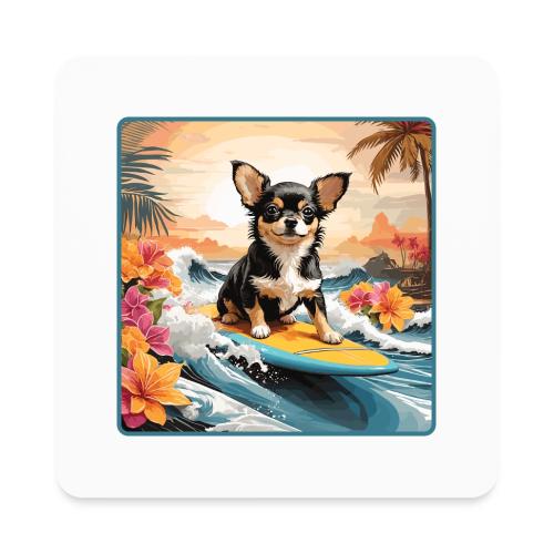 Surfing Chihuahua - Square Magnet