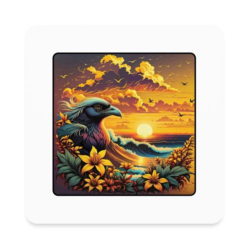Sunset Wave Bird - Square Magnet