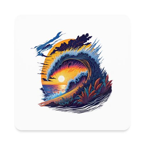 Rainbow Fire Wave - Square Magnet