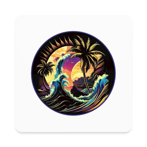 Purple Sunset Waves - Square Magnet