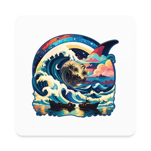 Moonlight Sun Waves - Square Magnet