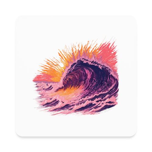 Pink Fire Wave - Square Magnet