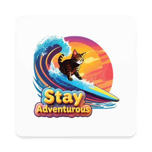 Surfing Kitten Adventure - Square Magnet