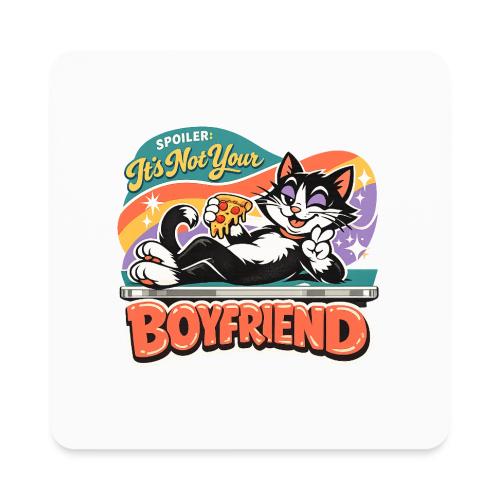 Sassy Cat Pride Pizza Retro Comic - Square Magnet