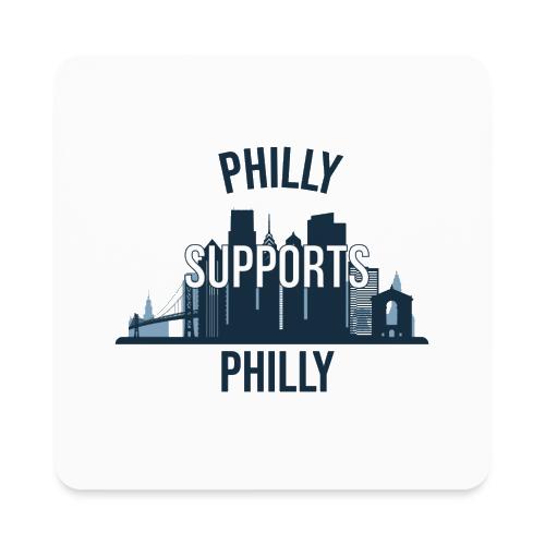 Philly Supports Philly skyline blue transparentbg - Square Magnet