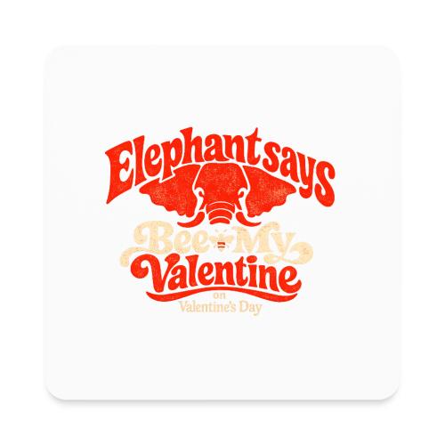 Retro Elephant Bee My Valentine Cute Couple - Square Magnet