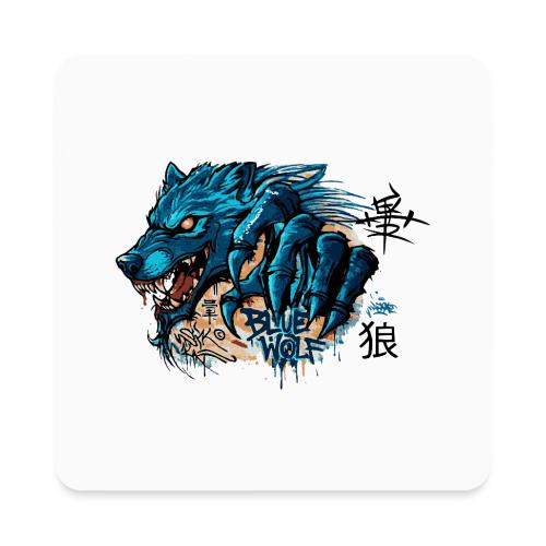 Blue Wolf Graffiti Street Art - Square Magnet