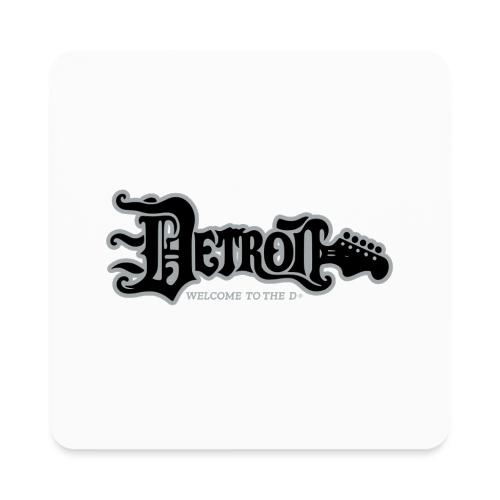 DETROIT GUITAR WTTD BLK SLR REG FONT - Square Magnet