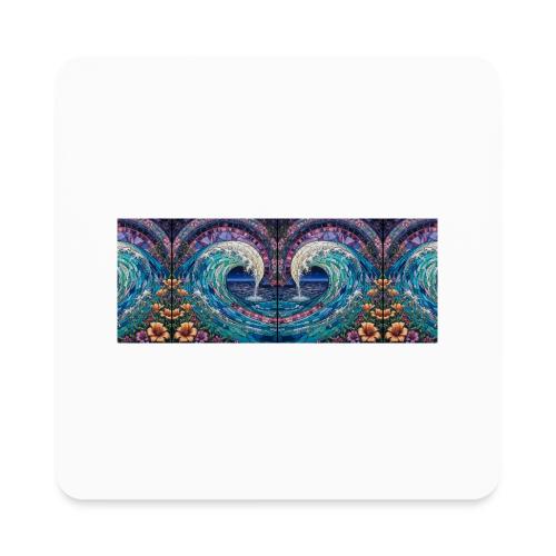 Stained Glass Wave - Square Magnet