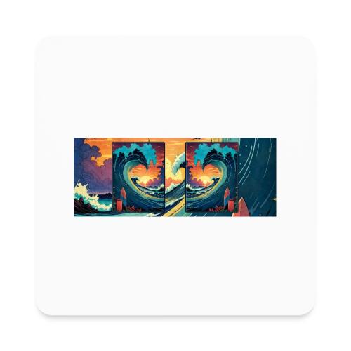 Vintage Sunrise Wave - Square Magnet