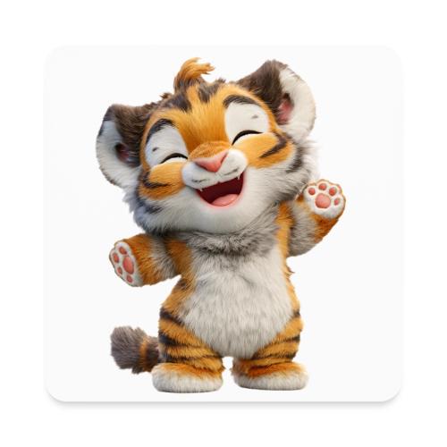 Energetic Baby Tiger Standing with Joy - Square Magnet
