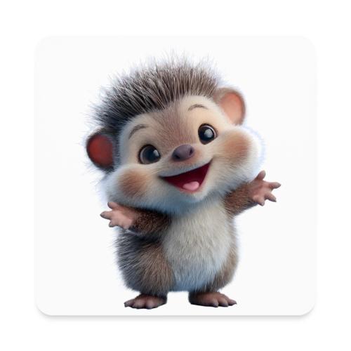 Playful Cartoon Hedgehog with Joyful Pose - Square Magnet