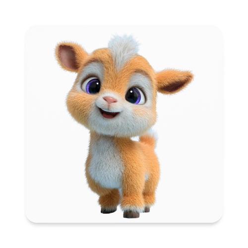 Cute Cartoon Baby Goat with Big Eyes - Square Magnet