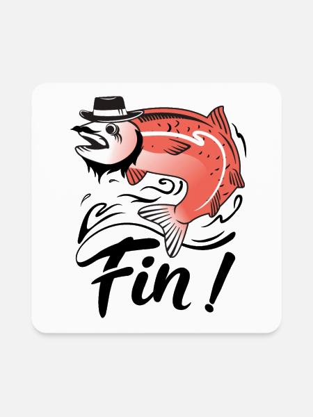 French Fin Pun - Square Magnet - white - Front