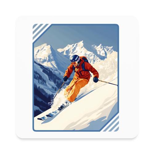 Mountain Skiing Vibes - Square Magnet