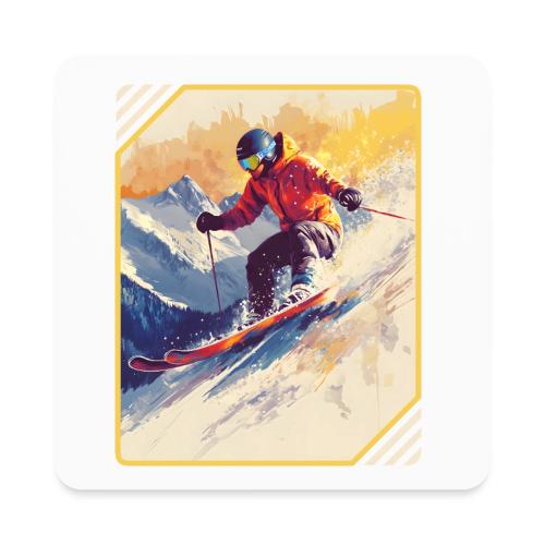 Skiing Through Snow Dreams - Square Magnet