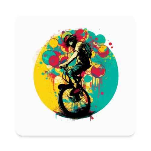 Guy on Unicycle Art. - Square Magnet