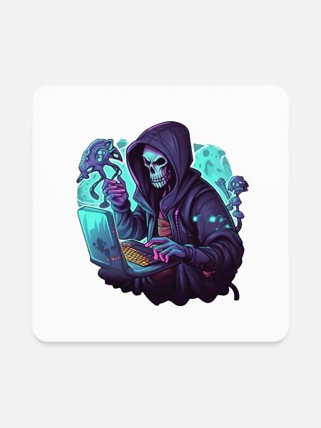 Cyber Hacker Mastermind - Square Magnet - white - Front