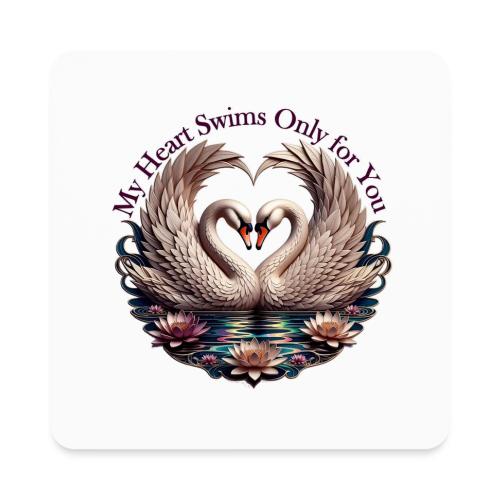 My Heart Swims Only for You Swan Heart T-Shirt - Square Magnet