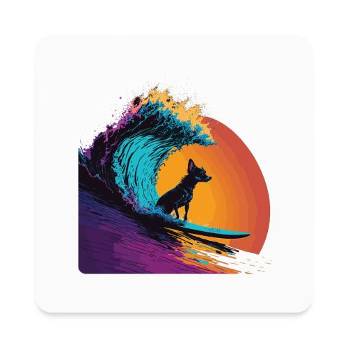 Black Dog Surfing Emerald Wave - Square Magnet