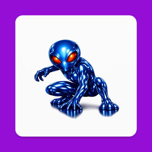 Blue Alien Crouch - Square Magnet