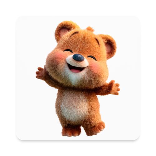 Joyful Baby Bear with Arms Up - Square Magnet