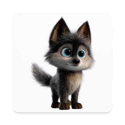 Innocent Cartoon Baby Wolf - Square Magnet
