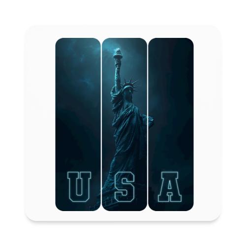 Neon Liberty USA Triptych - Square Magnet
