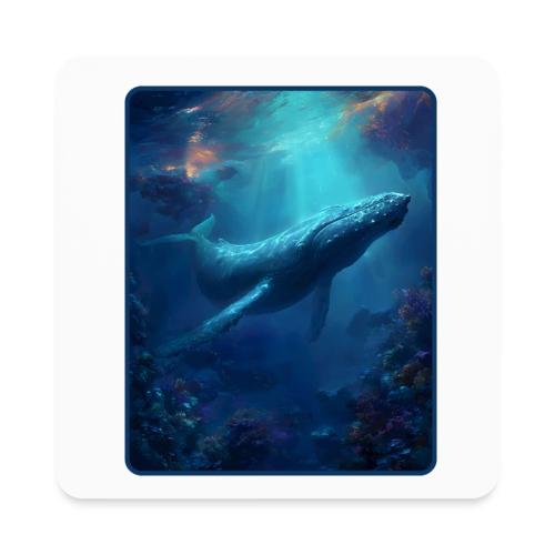 Humpback Whale Ocean Reef Design - Square Magnet