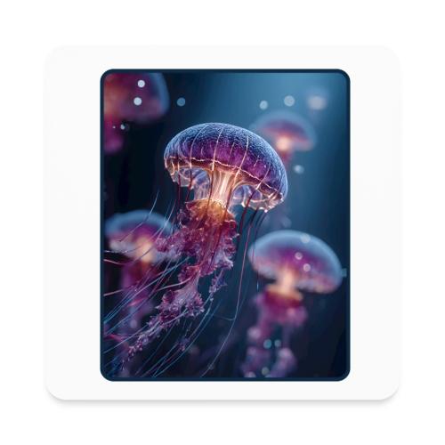 Glowing Jellyfish Deep Sea Design - Square Magnet